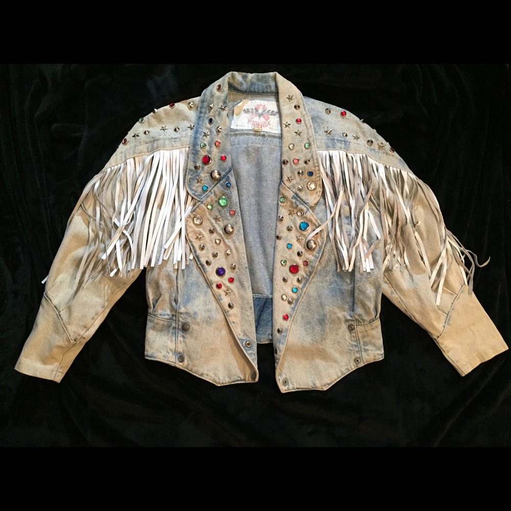 Vintage jean/leather fringe jacket